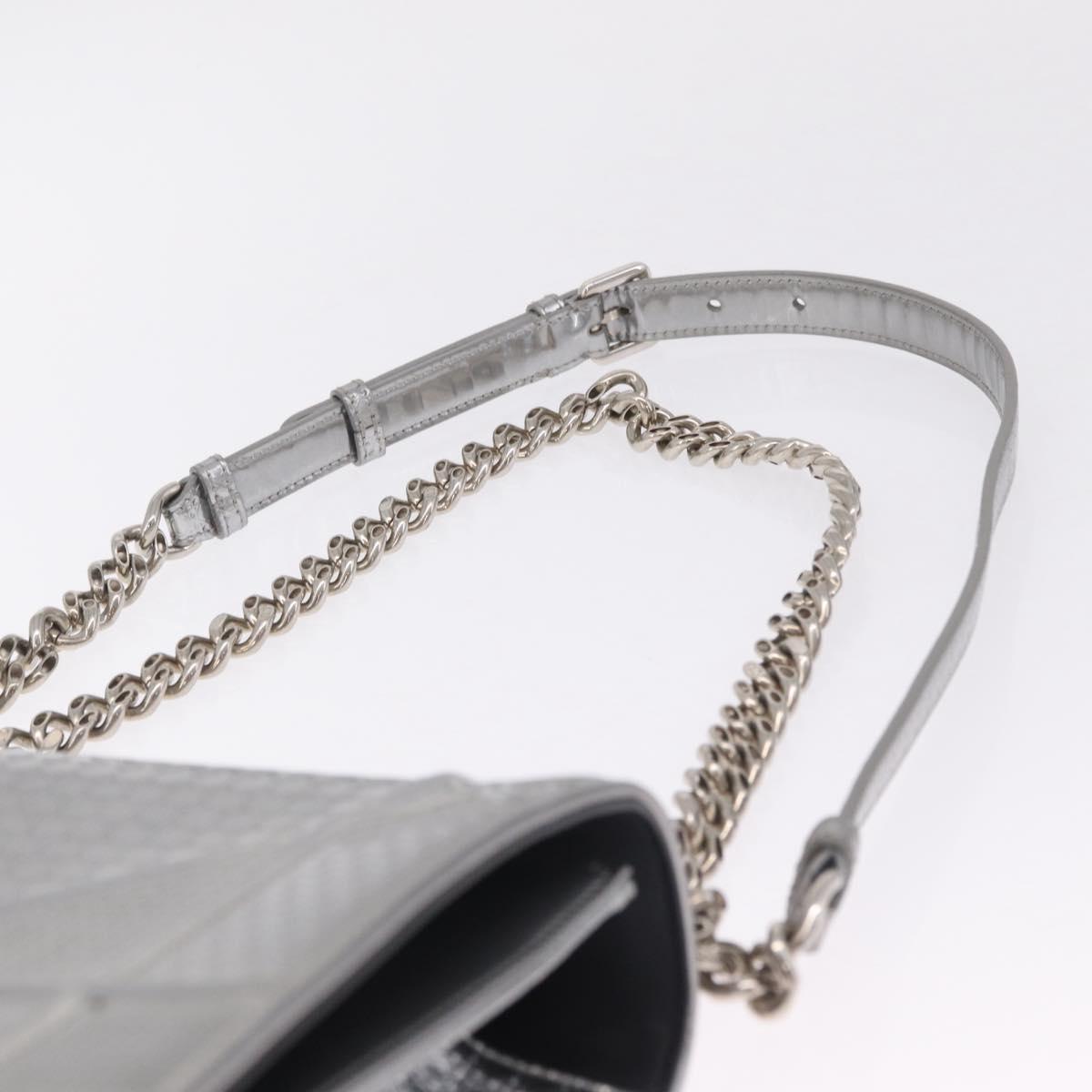 Christian Dior Diorama Chain Shoulder Bag Patent leather Silver Auth 213155V