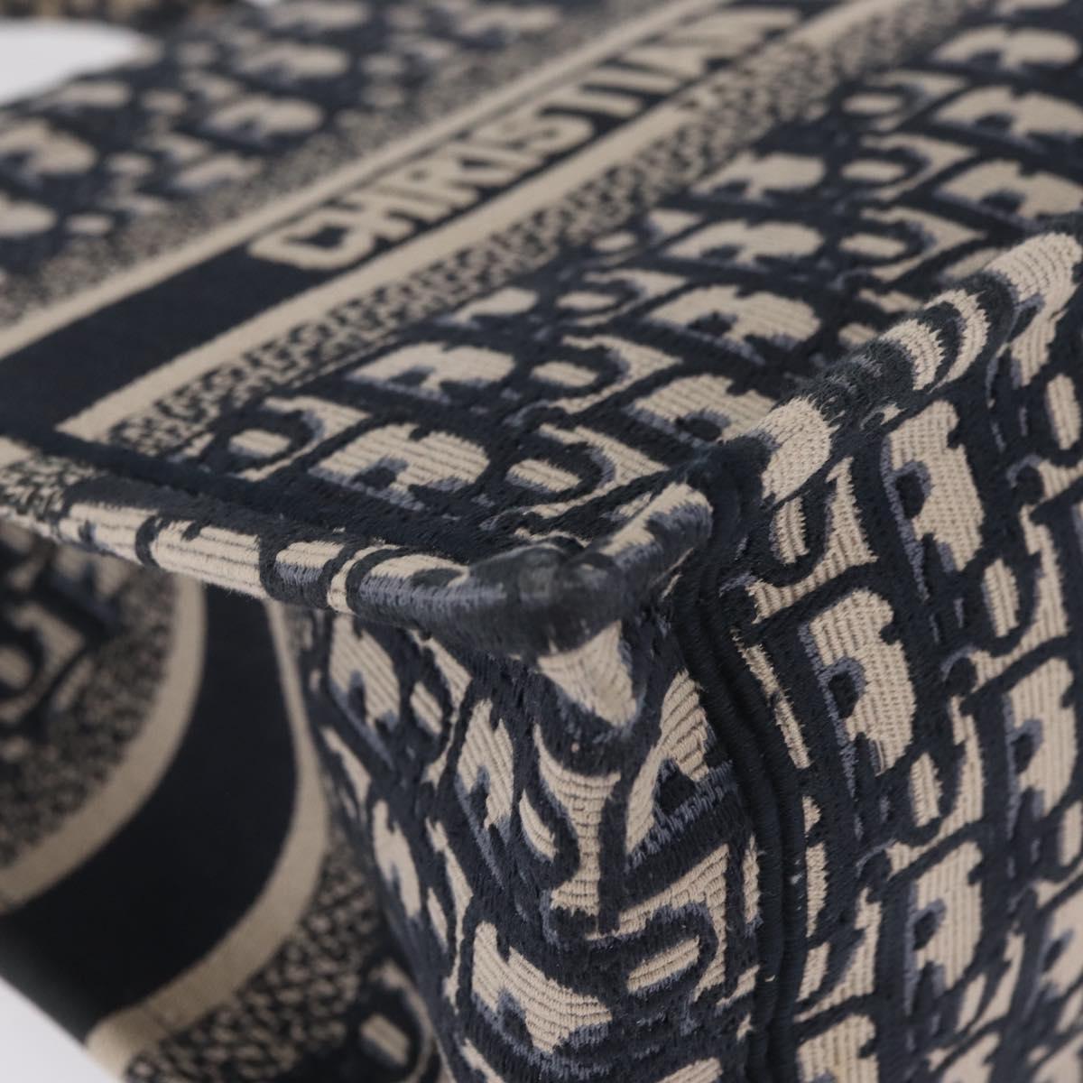 Christian Dior Trotter Canvas Oblique Book Tote Hand Bag Navy Auth 213157M