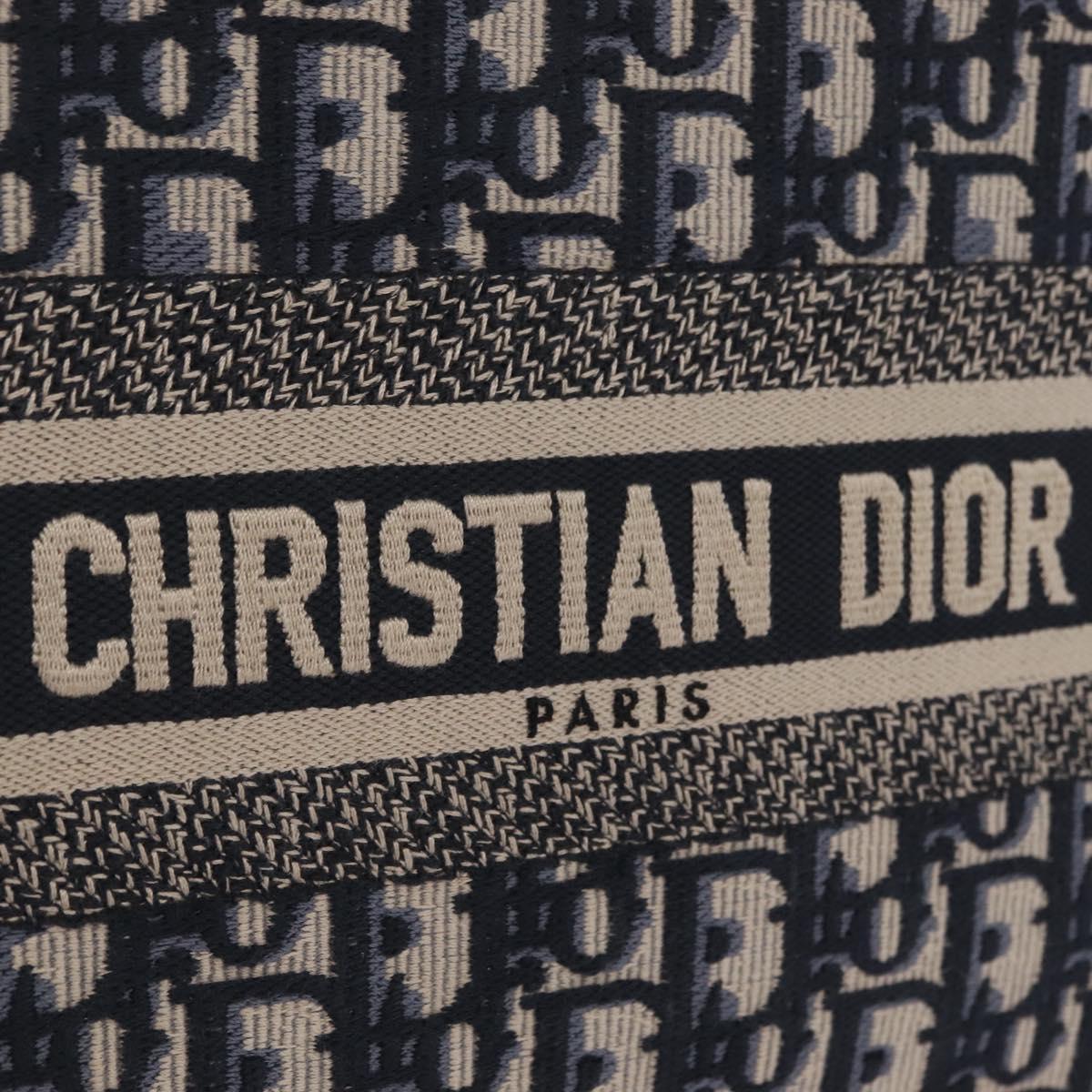 Christian Dior Trotter Canvas Oblique Book Tote Hand Bag Navy Auth 213157M