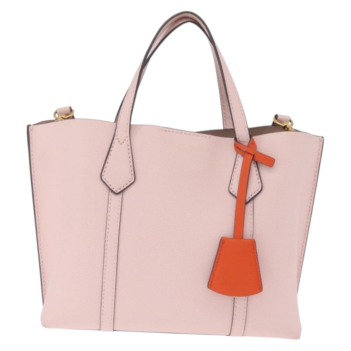 Tory Burch Perry Small Triple Compartment Bag Leather 2way Pink Auth 213162A