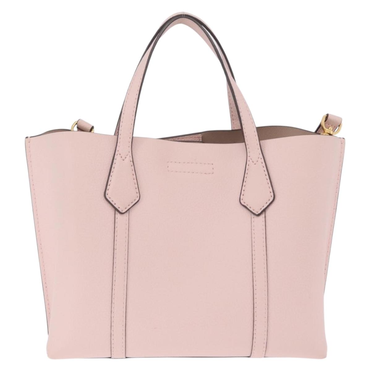 Tory Burch Perry Small Triple Compartment Bag Leather 2way Pink Auth 213162A