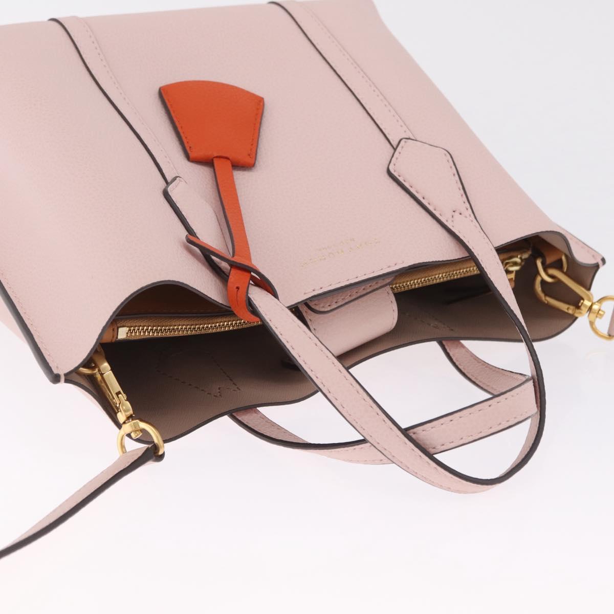 Tory Burch Perry Small Triple Compartment Bag Leather 2way Pink Auth 213162A