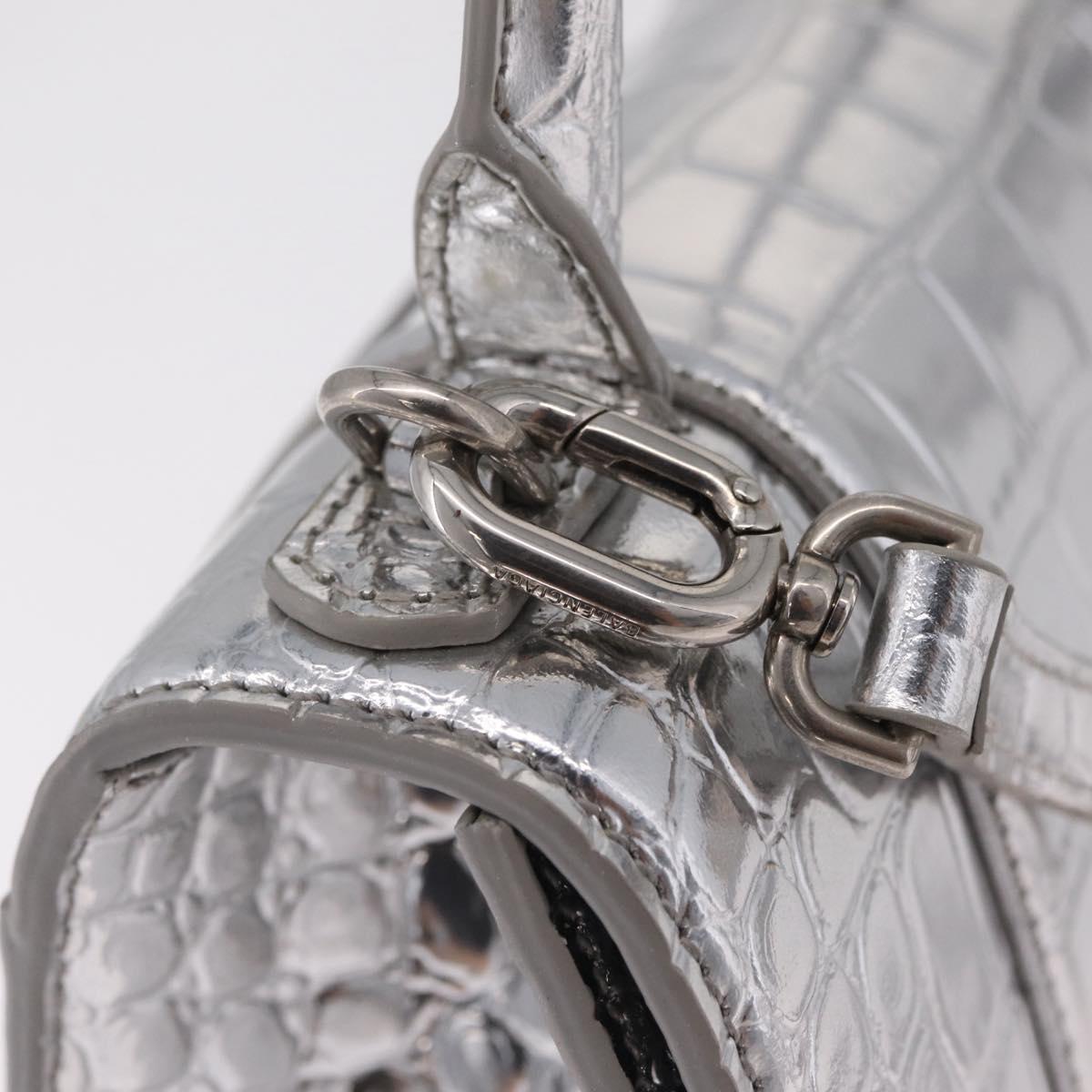 Balenciaga Hour glass Hand Bag Leather 2way Silver 592833 Auth 213163M
