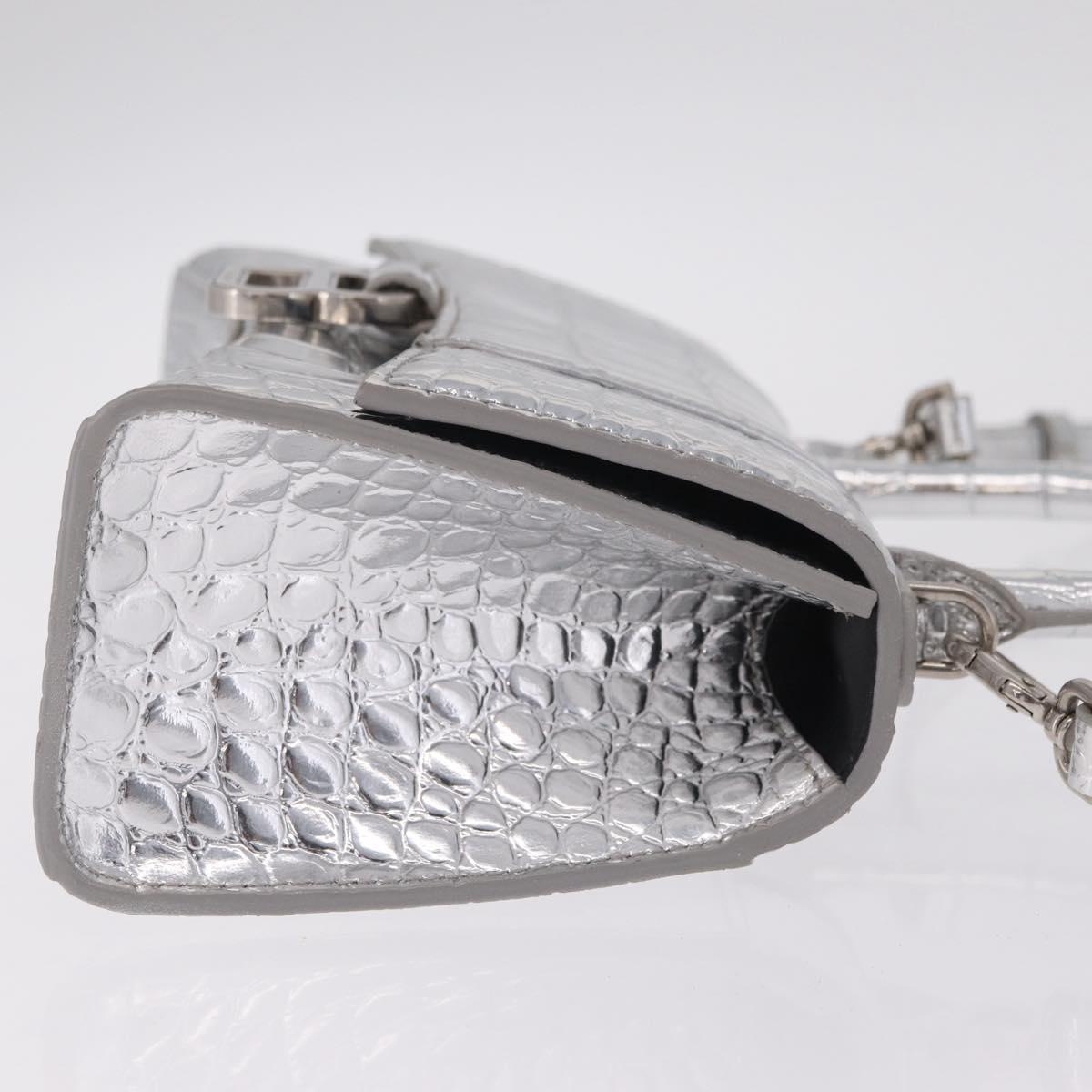 Balenciaga Hour glass Hand Bag Leather 2way Silver 592833 Auth 213163M