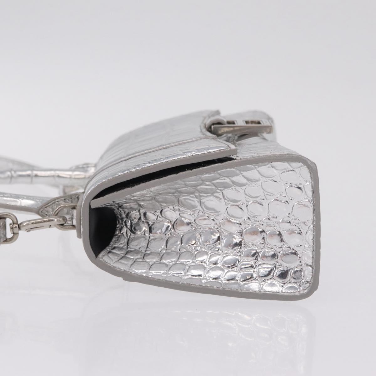 Balenciaga Hour glass Hand Bag Leather 2way Silver 592833 Auth 213163M