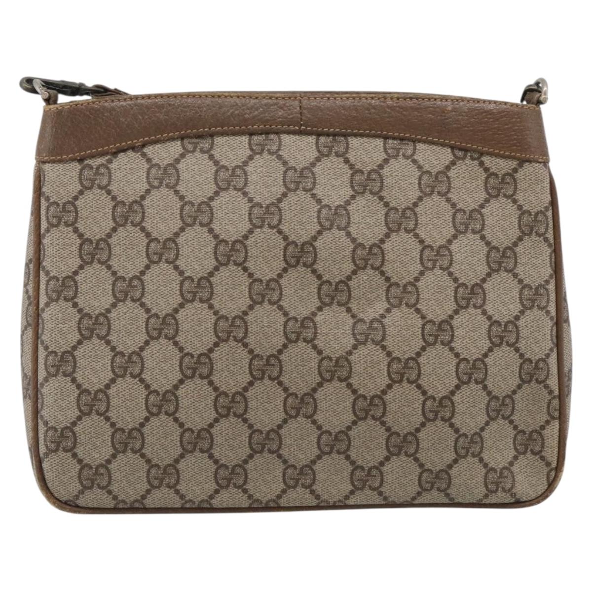 GUCCI GG Supreme Shoulder Bag PVC Beige Auth 213165