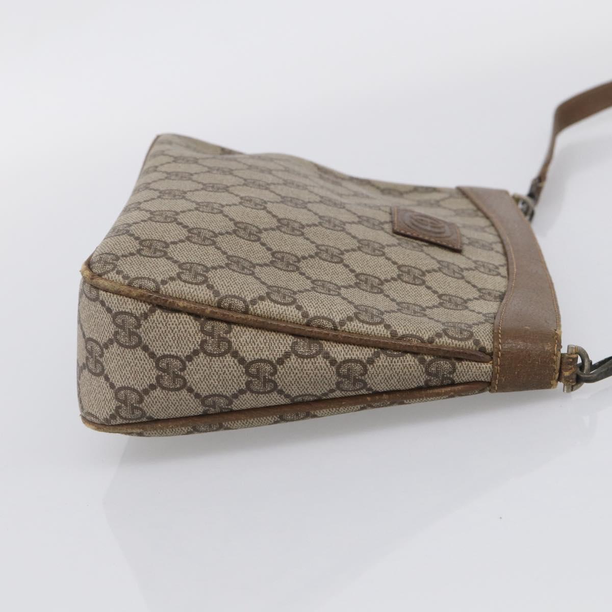 GUCCI GG Supreme Shoulder Bag PVC Beige Auth 213165