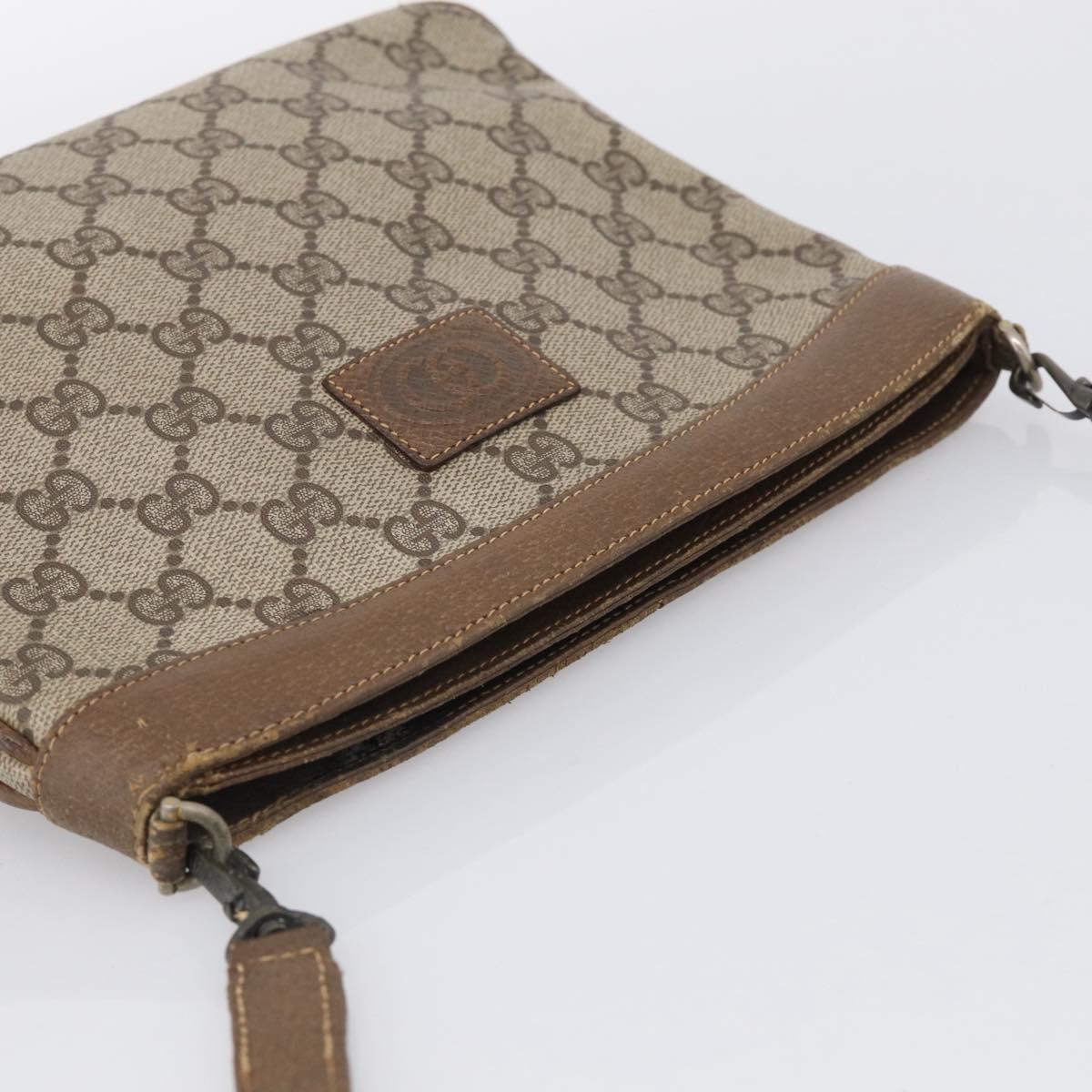 GUCCI GG Supreme Shoulder Bag PVC Beige Auth 213165