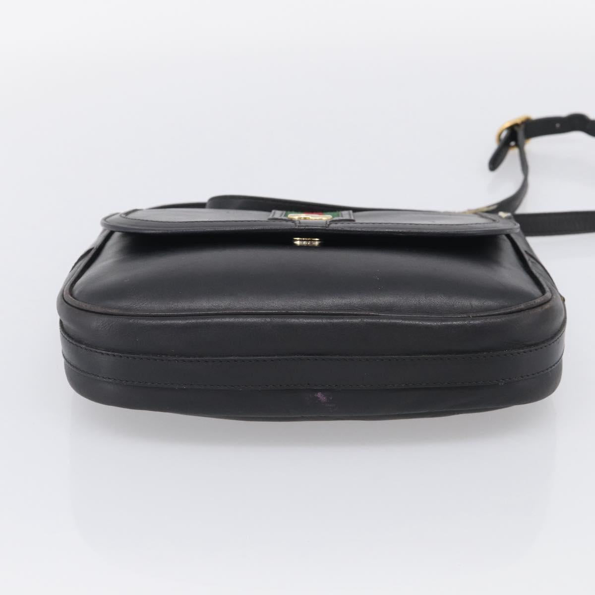 GUCCI Micro GG Supreme Web Sherry Line Bag Leather Black 001 41 4425 Auth 213166