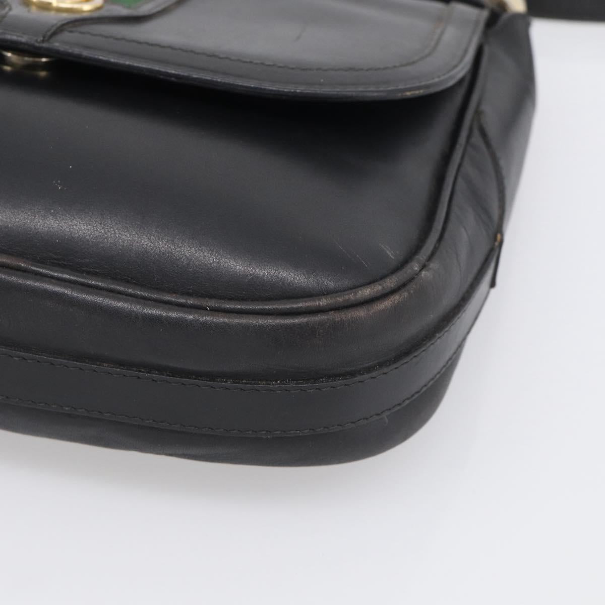 GUCCI Micro GG Supreme Web Sherry Line Bag Leather Black 001 41 4425 Auth 213166