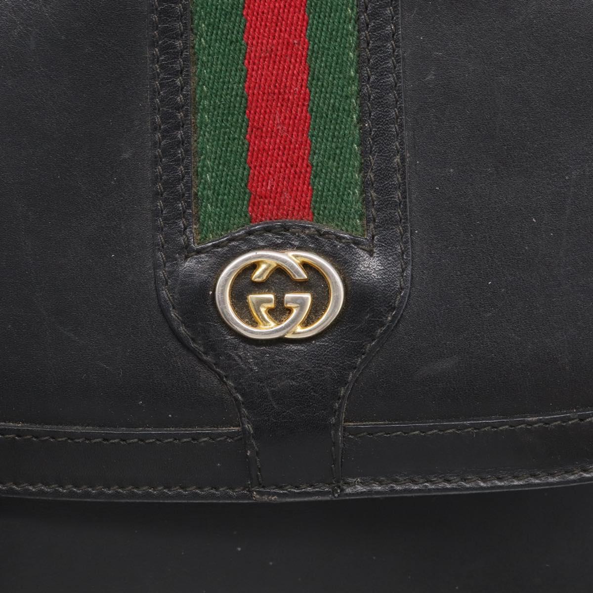 GUCCI Micro GG Supreme Web Sherry Line Bag Leather Black 001 41 4425 Auth 213166