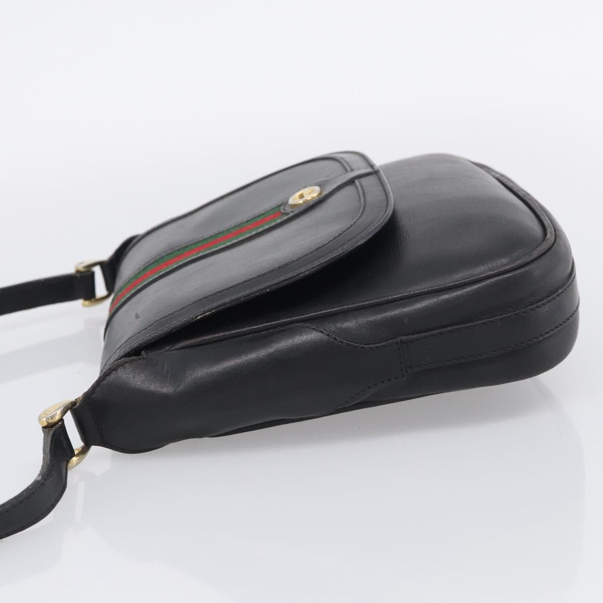 GUCCI Micro GG Supreme Web Sherry Line Bag Leather Black 001 41 4425 Auth 213166