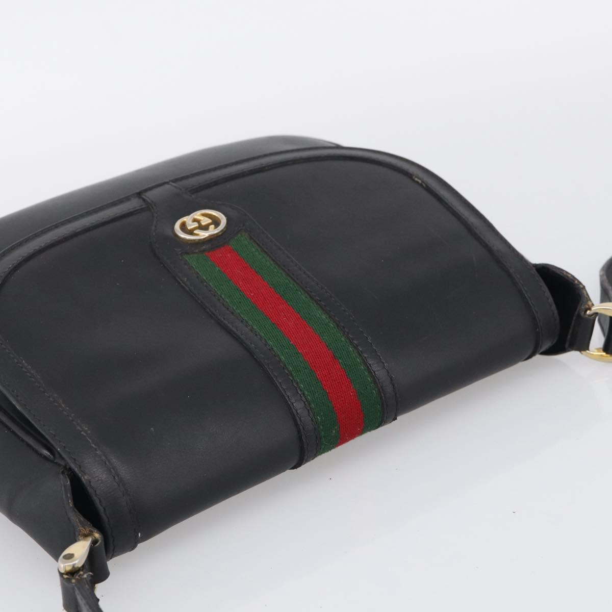 GUCCI Micro GG Supreme Web Sherry Line Bag Leather Black 001 41 4425 Auth 213166