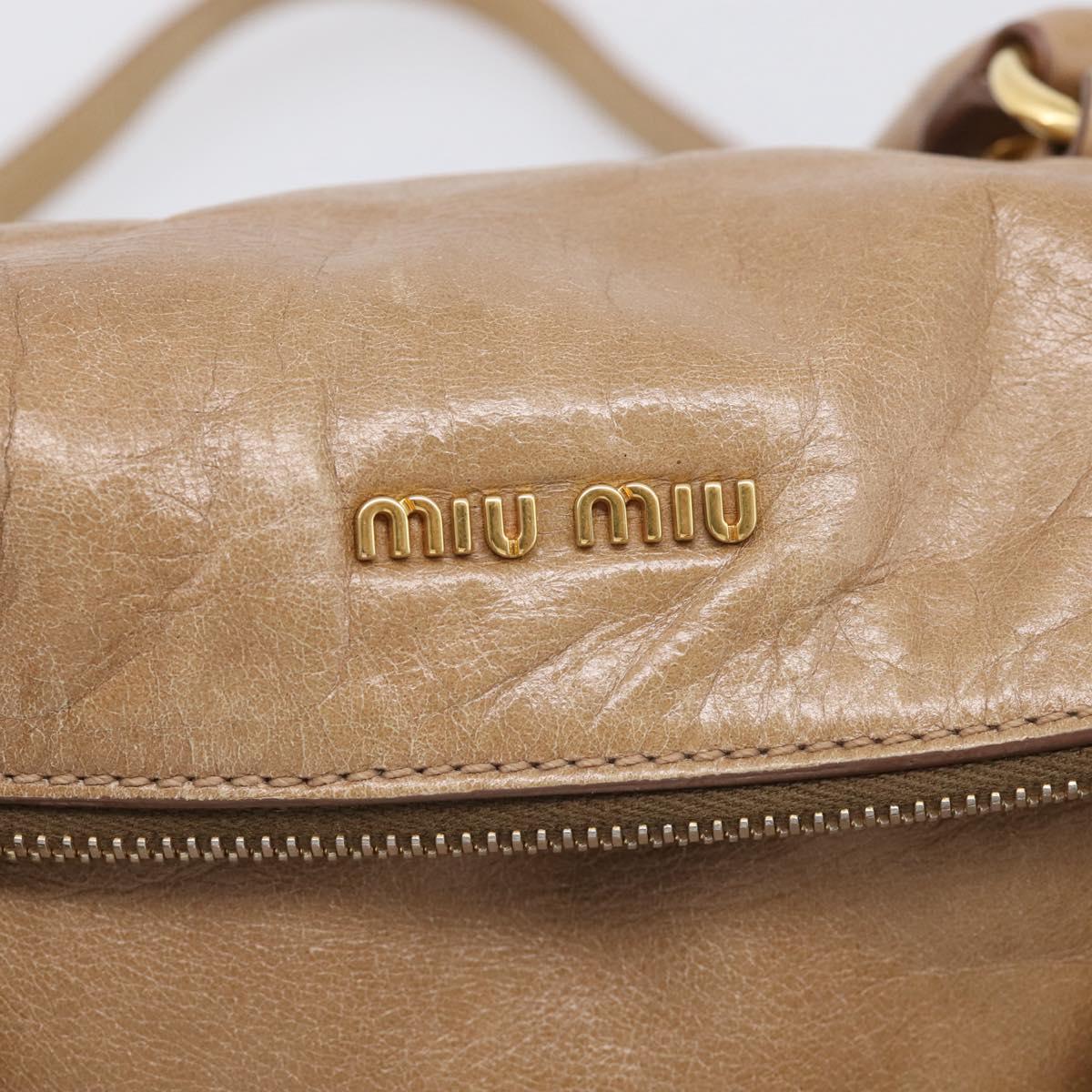 Miu Miu Hand Bag Vitellolux 2way Brown Gold Auth 213168M