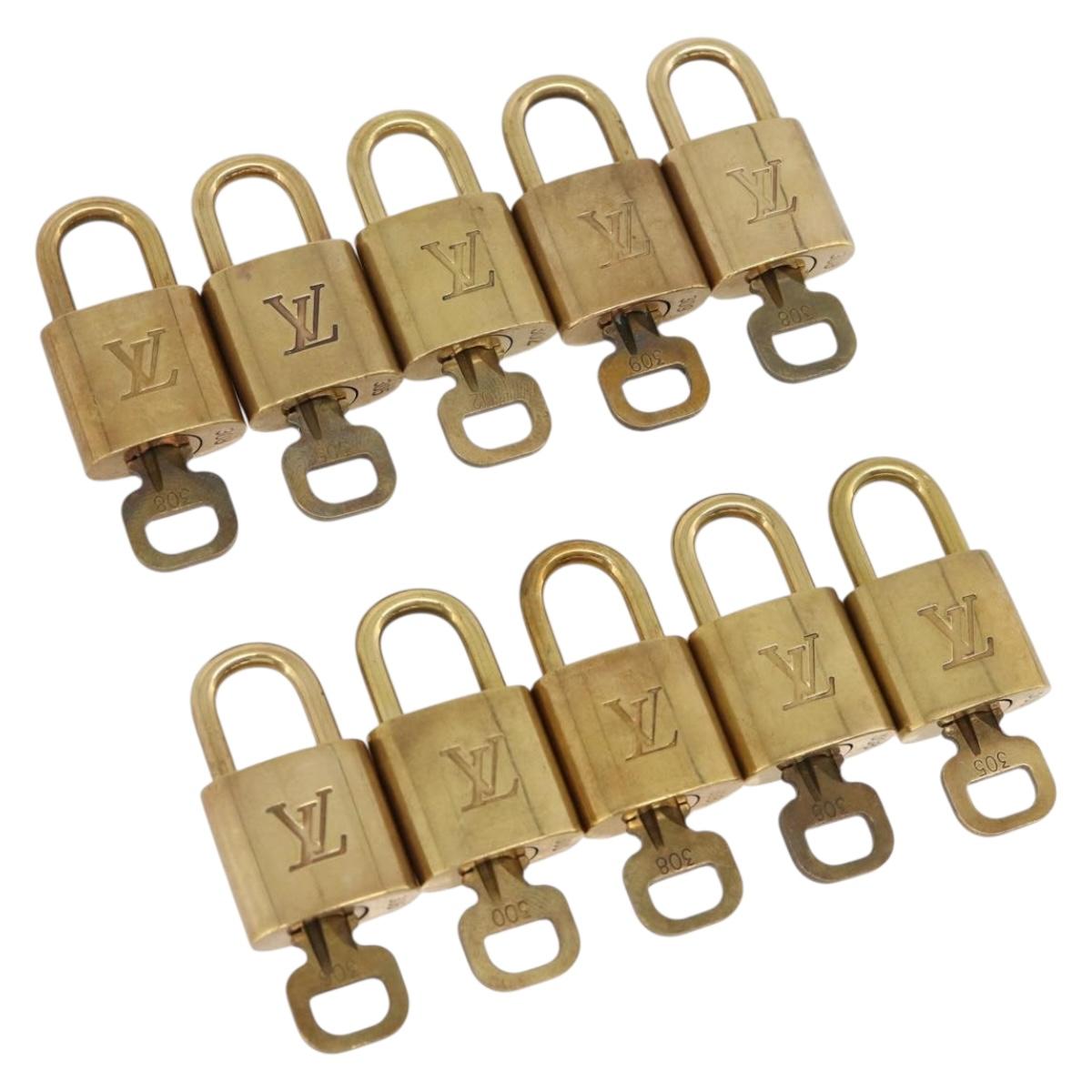 LOUIS VUITTON Padlock Metal 10 Set Gold Tone LV Auth 213169