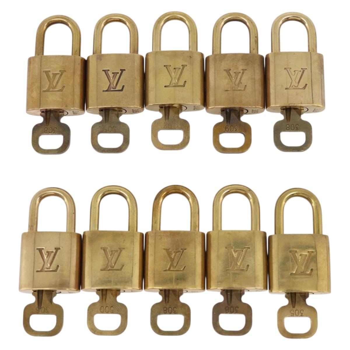 LOUIS VUITTON Padlock Metal 10 Set Gold Tone LV Auth 213169