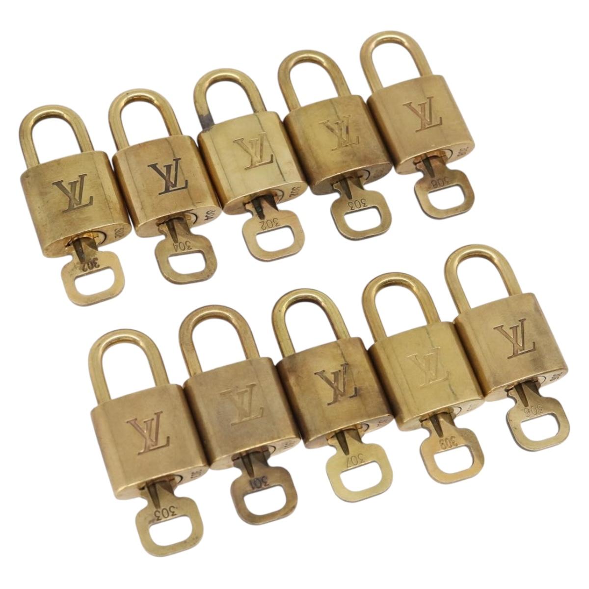 LOUIS VUITTON Padlock Metal 10 Set Gold Tone LV Auth 213170
