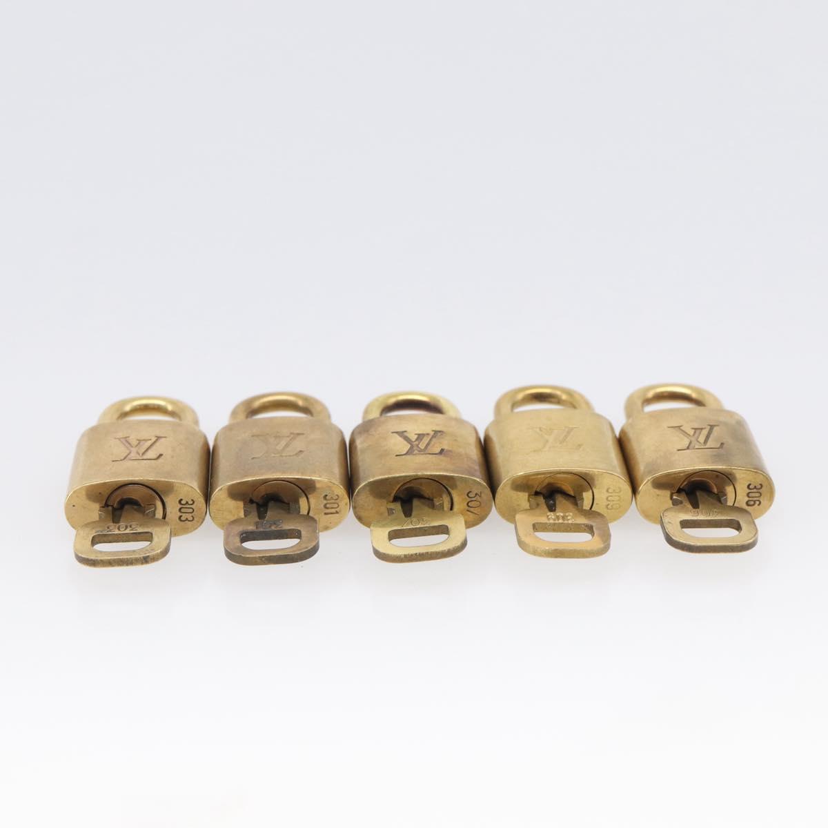 LOUIS VUITTON Padlock Metal 10 Set Gold Tone LV Auth 213170