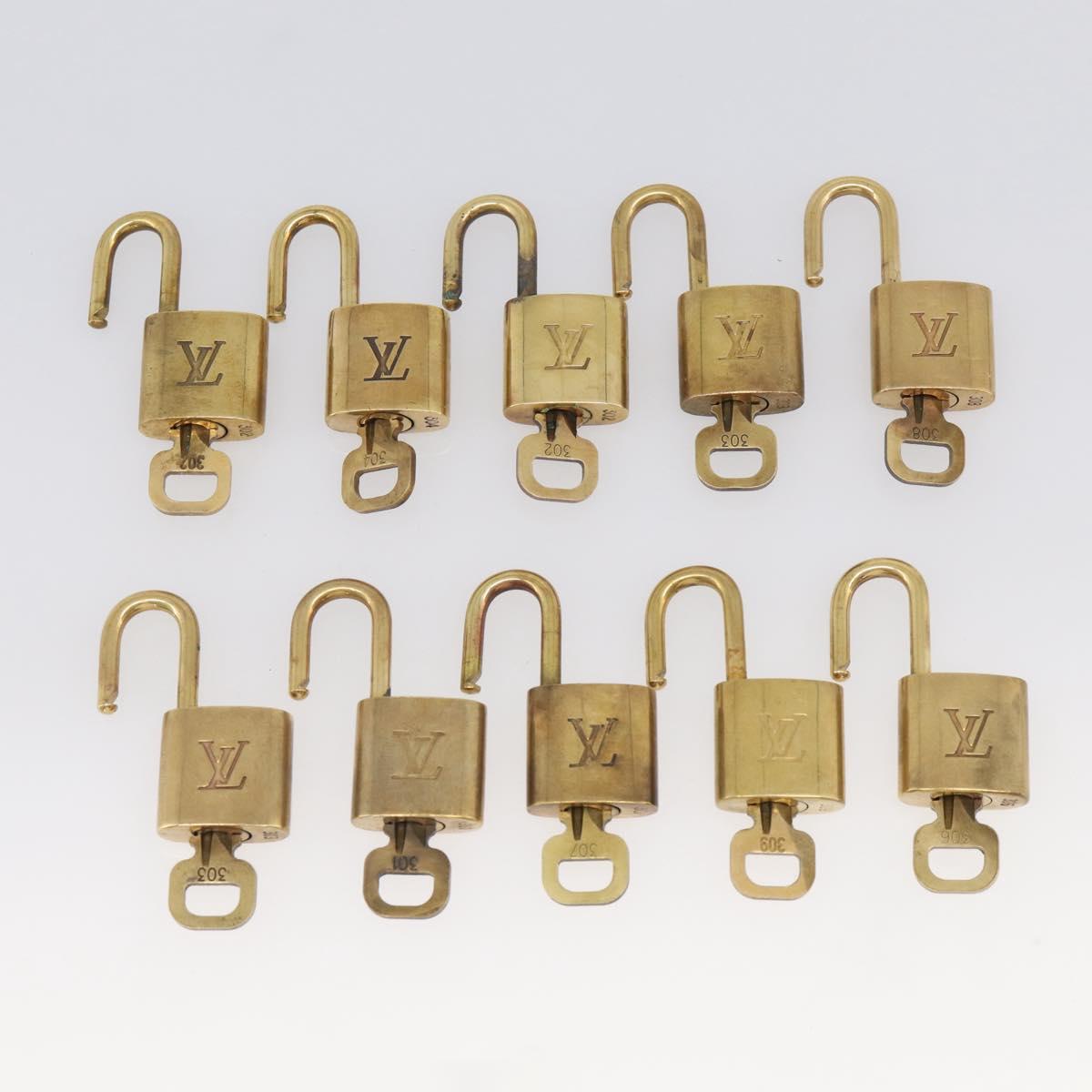 LOUIS VUITTON Padlock Metal 10 Set Gold Tone LV Auth 213170