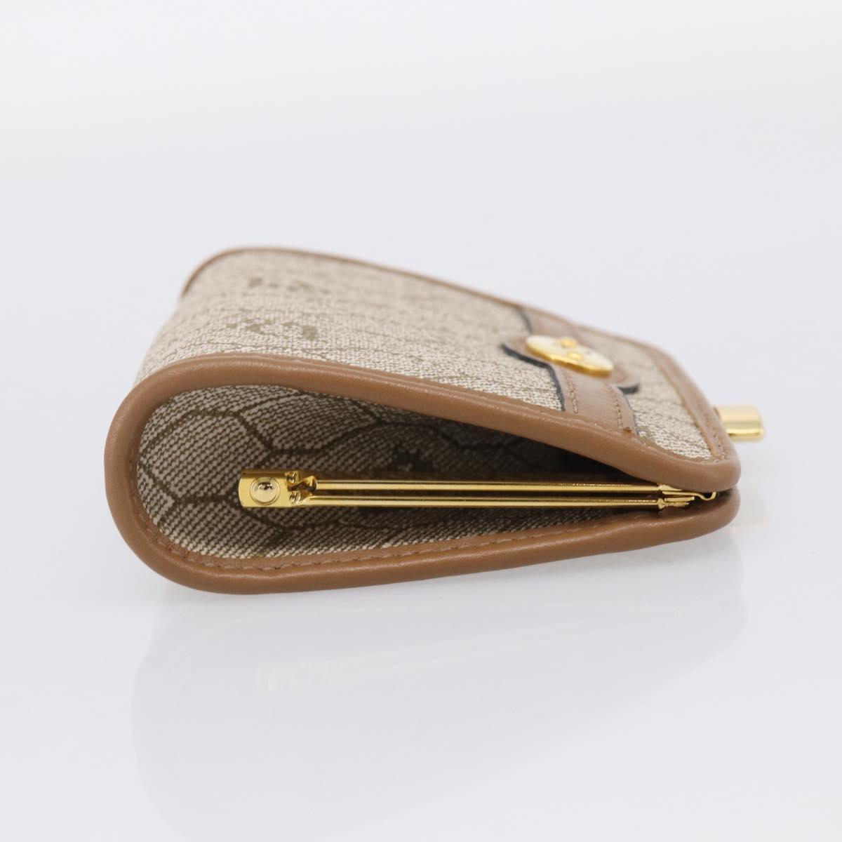 Christian Dior Honeycomb Canvas Coin Purse PVC Leather Beige Gold Auth 213179M