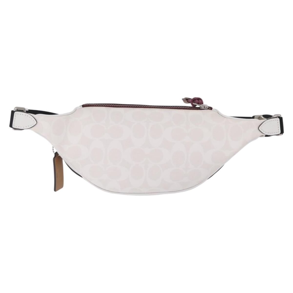 Coach Disney Mickey Mouse Waist Bag Leather White Silver Auth 213184A