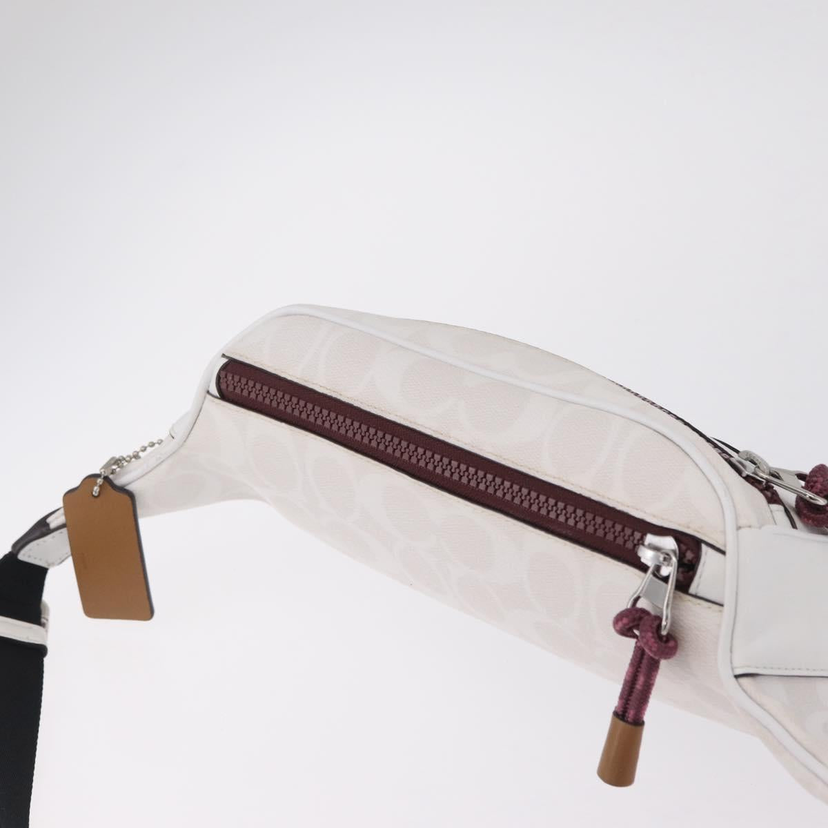 Coach Disney Mickey Mouse Waist Bag Leather White Silver Auth 213184A