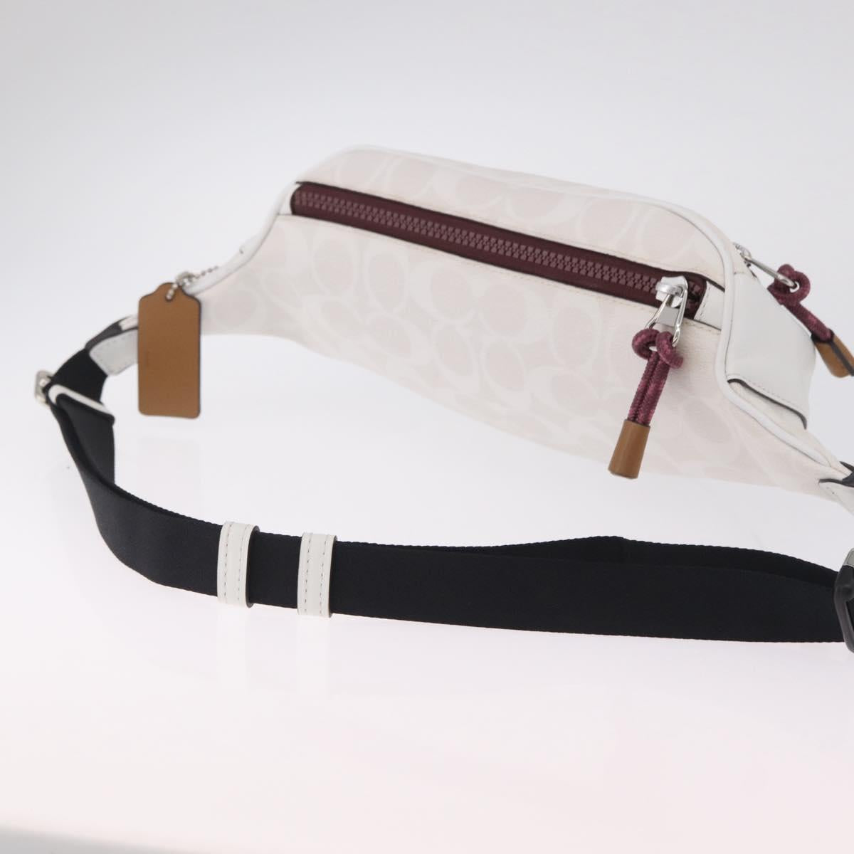 Coach Disney Mickey Mouse Waist Bag Leather White Silver Auth 213184A