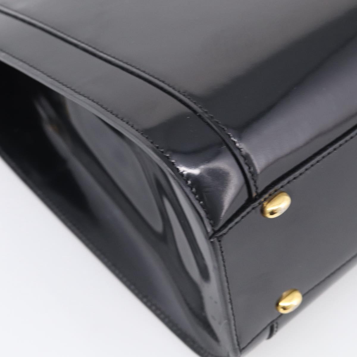CELINE Tote Bag Patent leather Black Gold Auth 213185