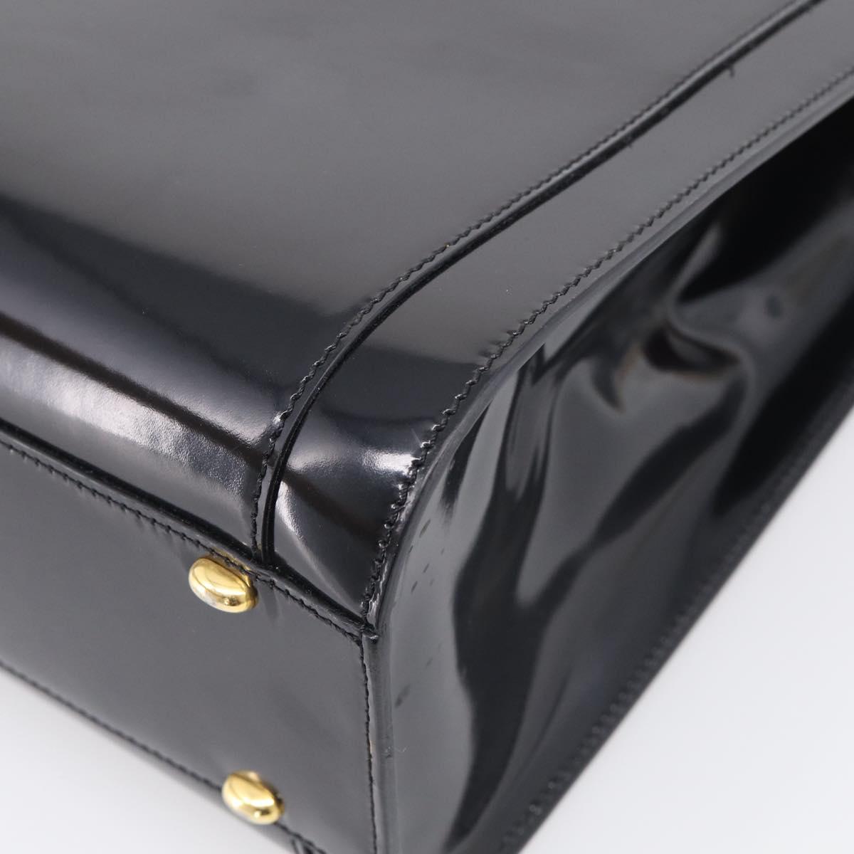 CELINE Tote Bag Patent leather Black Gold Auth 213185