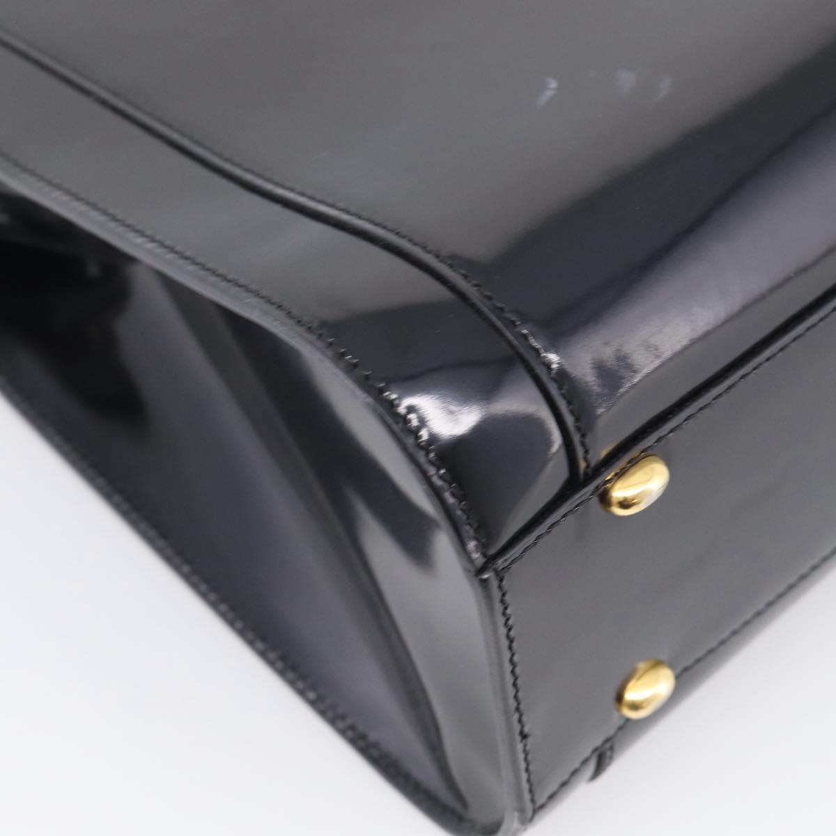 CELINE Tote Bag Patent leather Black Gold Auth 213185