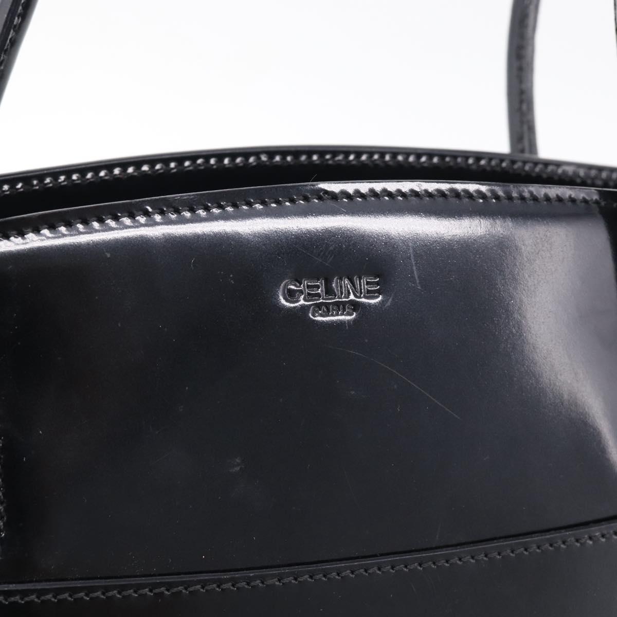 CELINE Tote Bag Patent leather Black Gold Auth 213185