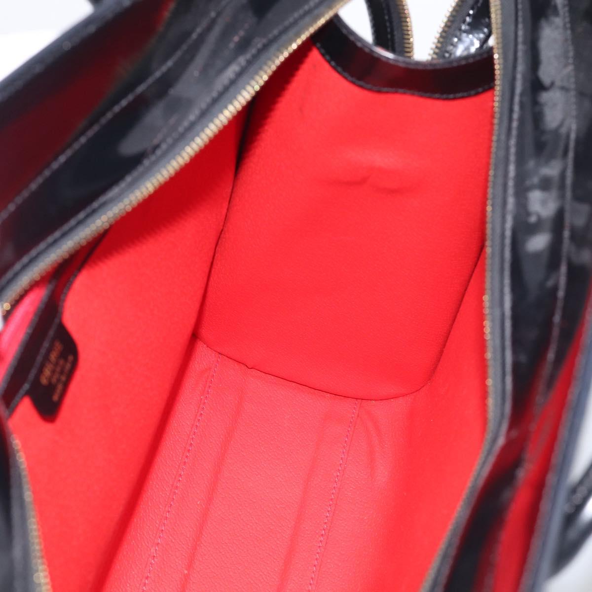 CELINE Tote Bag Patent leather Black Gold Auth 213185