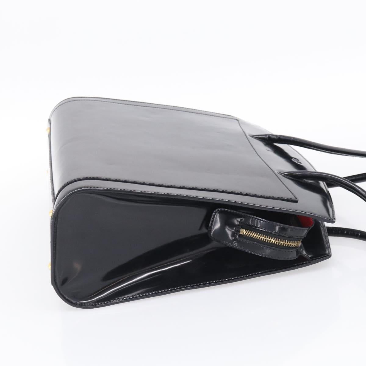 CELINE Tote Bag Patent leather Black Gold Auth 213185