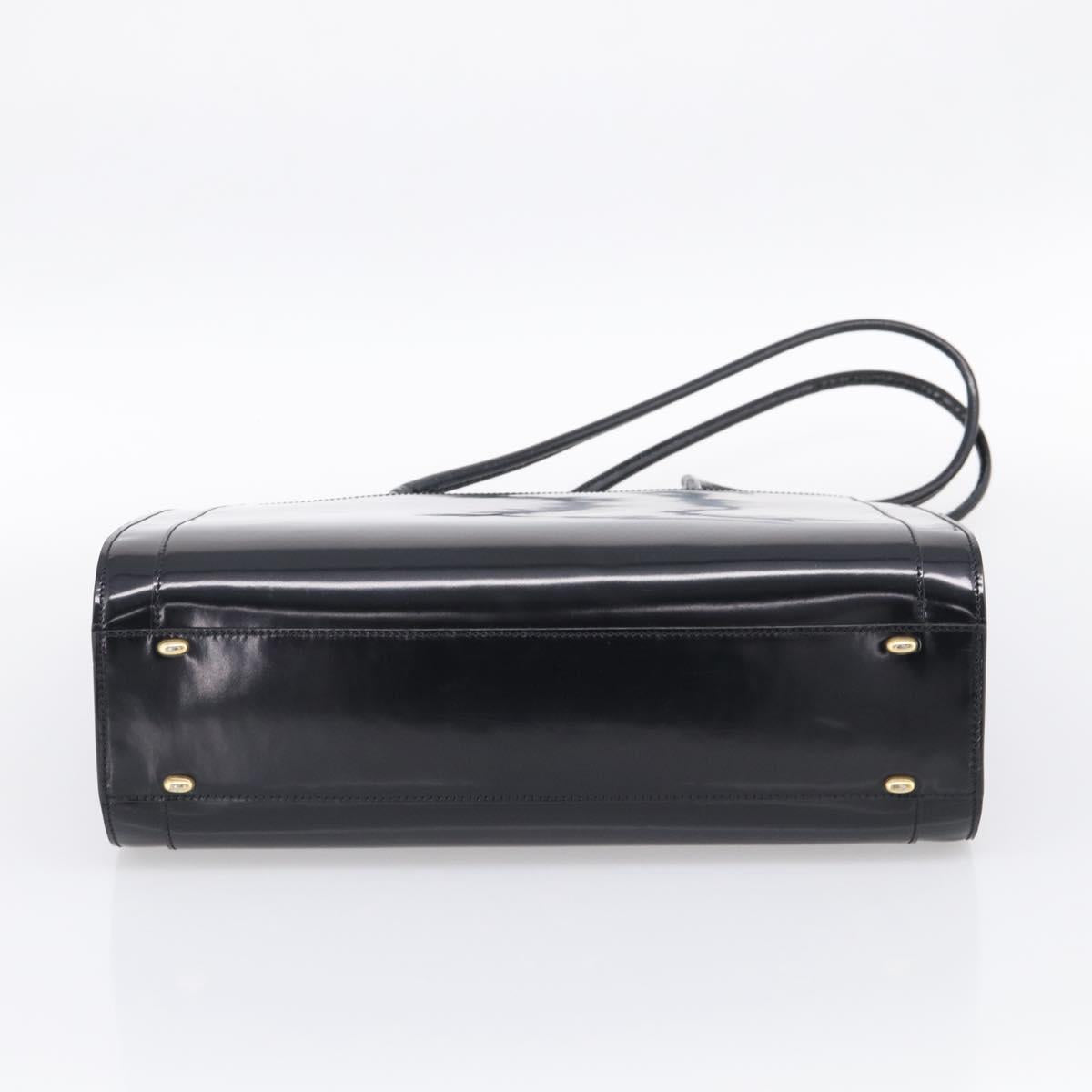 CELINE Tote Bag Patent leather Black Gold Auth 213185