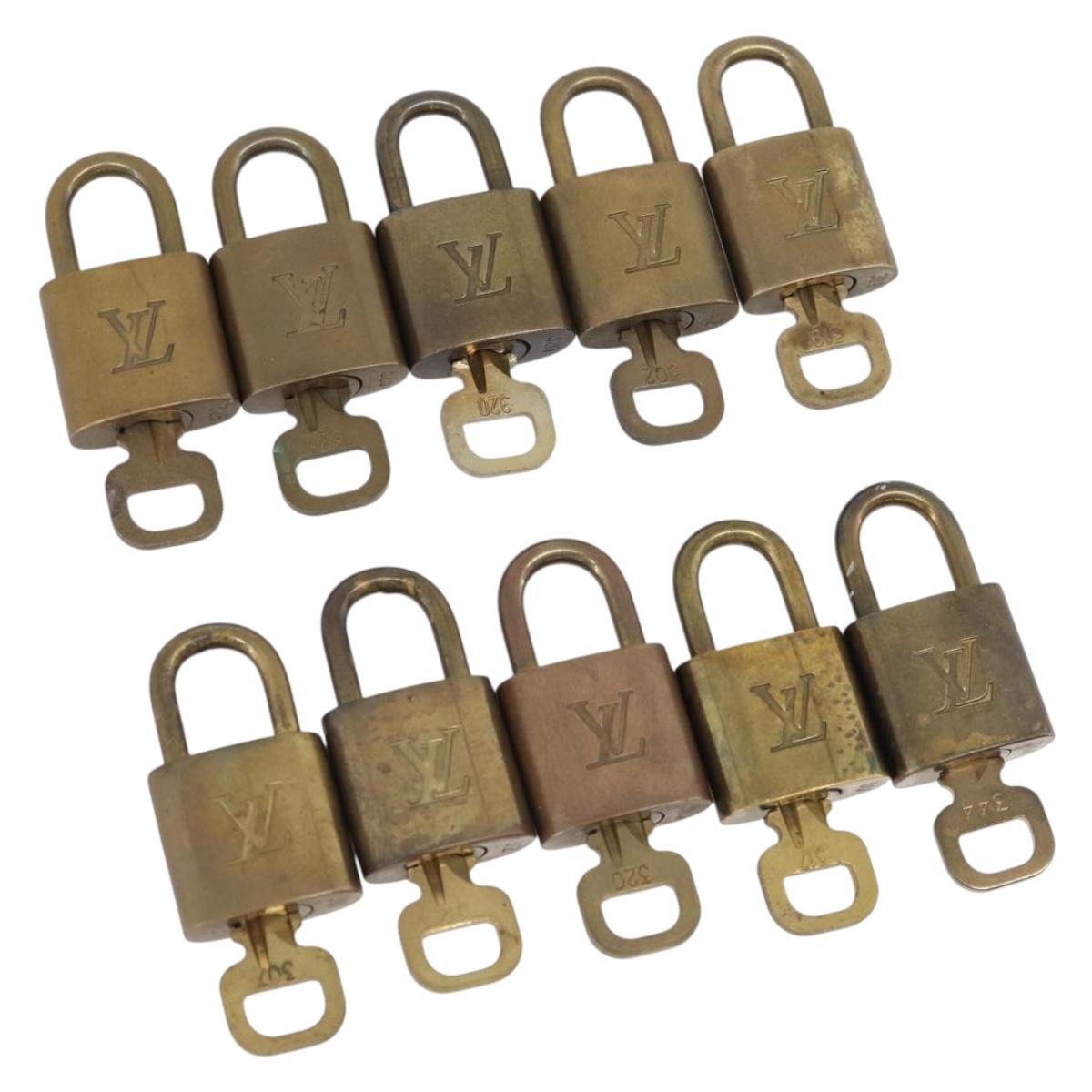 LOUIS VUITTON Padlock Metal 10 Set Gold Tone LV Auth 213186