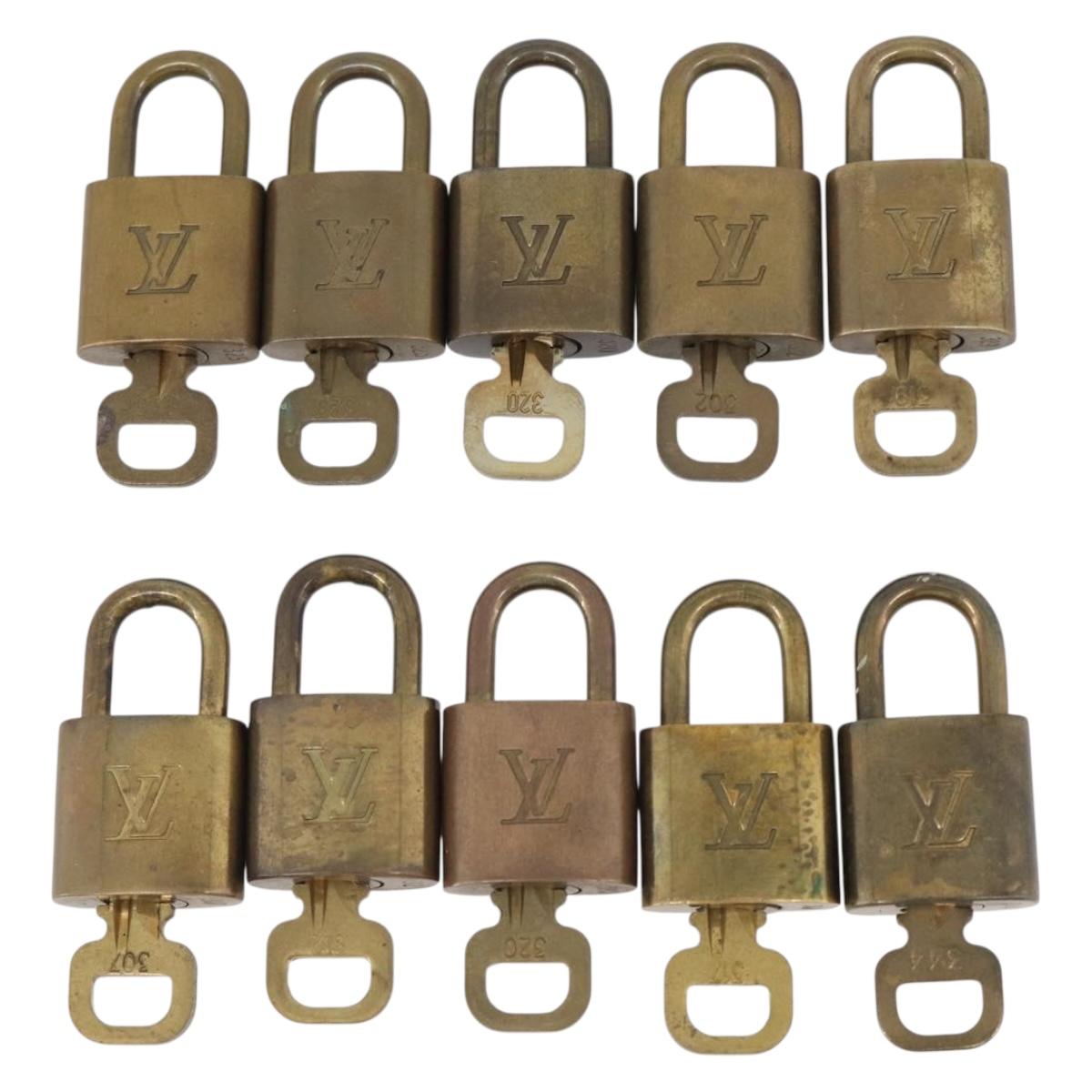 LOUIS VUITTON Padlock Metal 10 Set Gold Tone LV Auth 213186