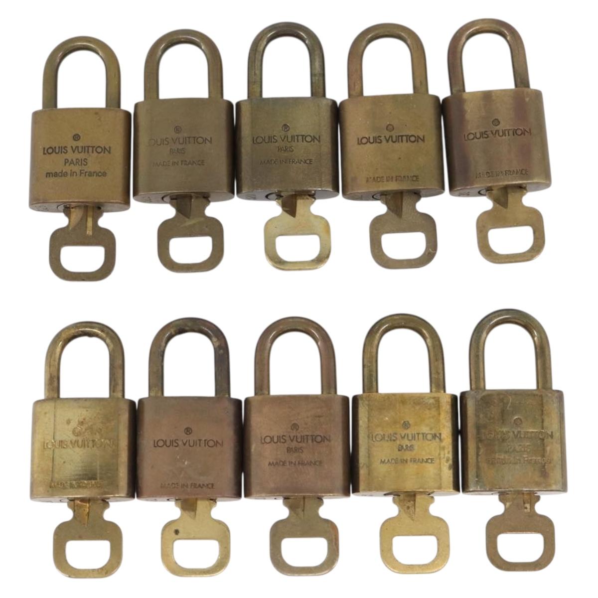 LOUIS VUITTON Padlock Metal 10 Set Gold Tone LV Auth 213186
