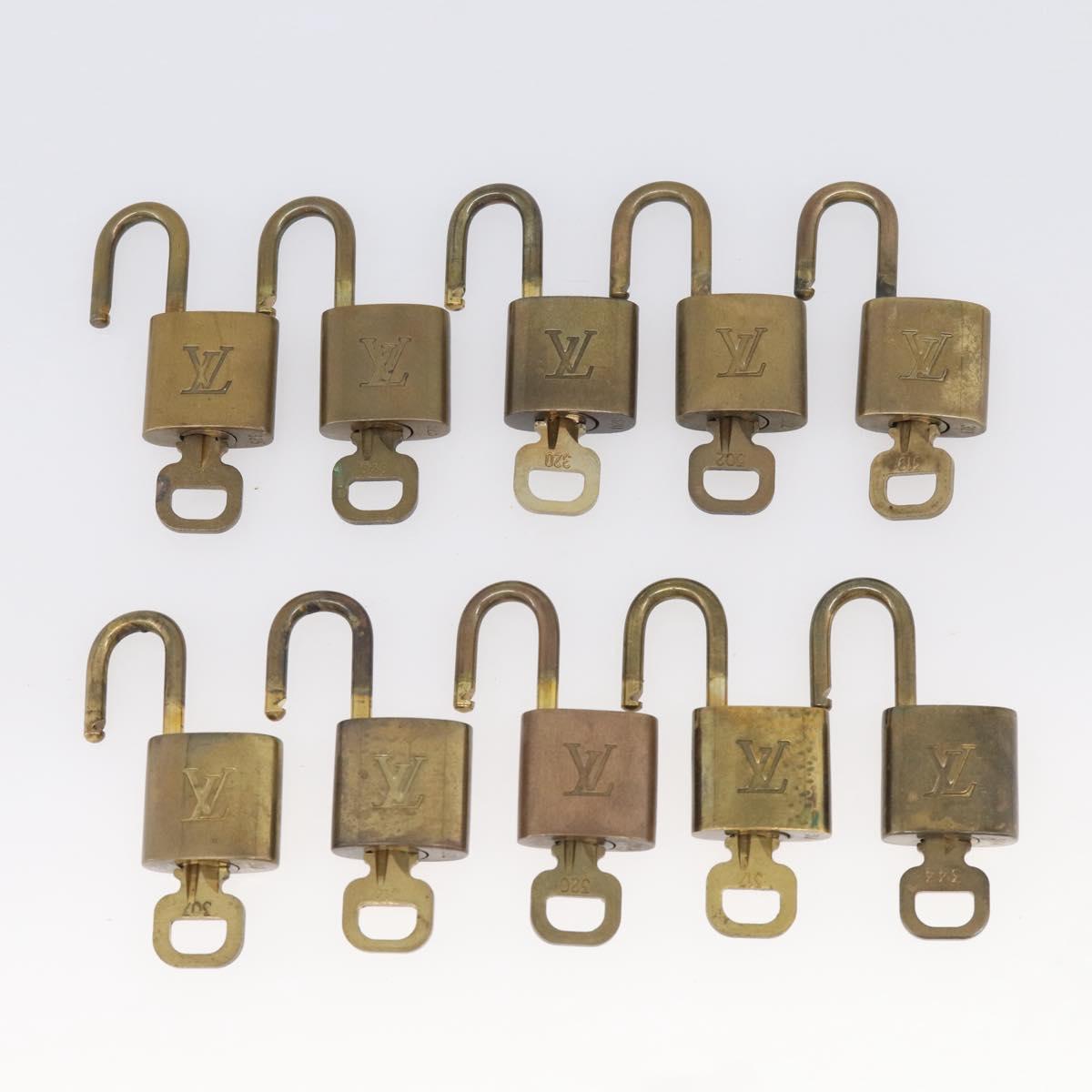 LOUIS VUITTON Padlock Metal 10 Set Gold Tone LV Auth 213186