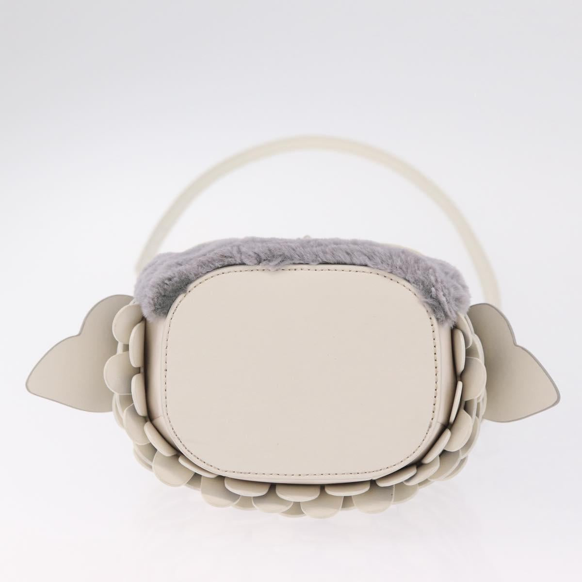 kate spade Otherfoot 3D Owl Shoulder Bag Leather White Silver Auth 213193A