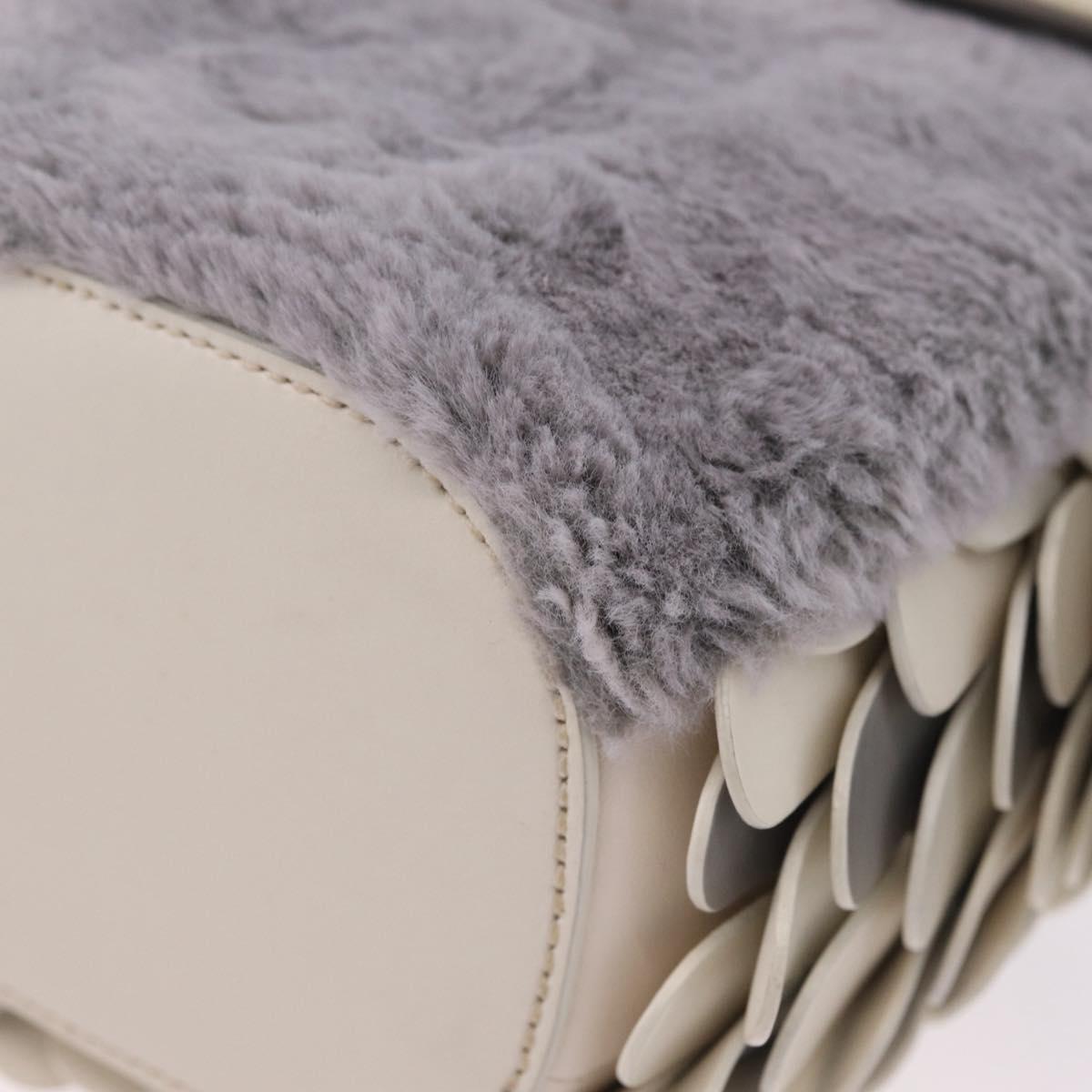 kate spade Otherfoot 3D Owl Shoulder Bag Leather White Silver Auth 213193A