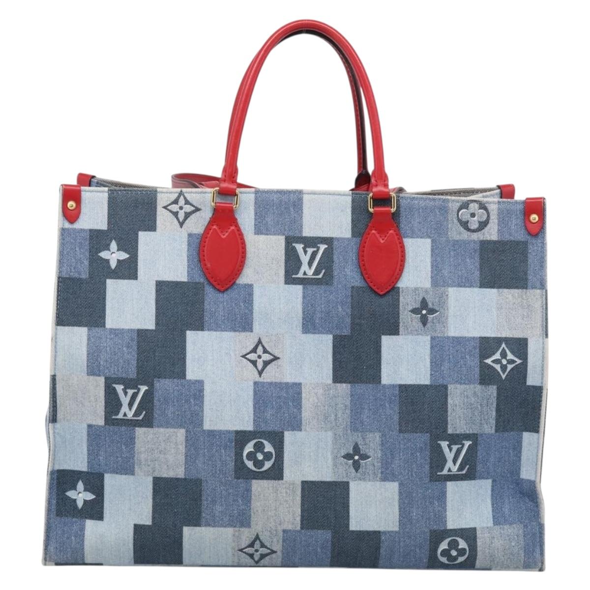 LOUIS VUITTON Monogram Denim On The Go GM Tote Bag Blue M44992 LV Auth 213194V