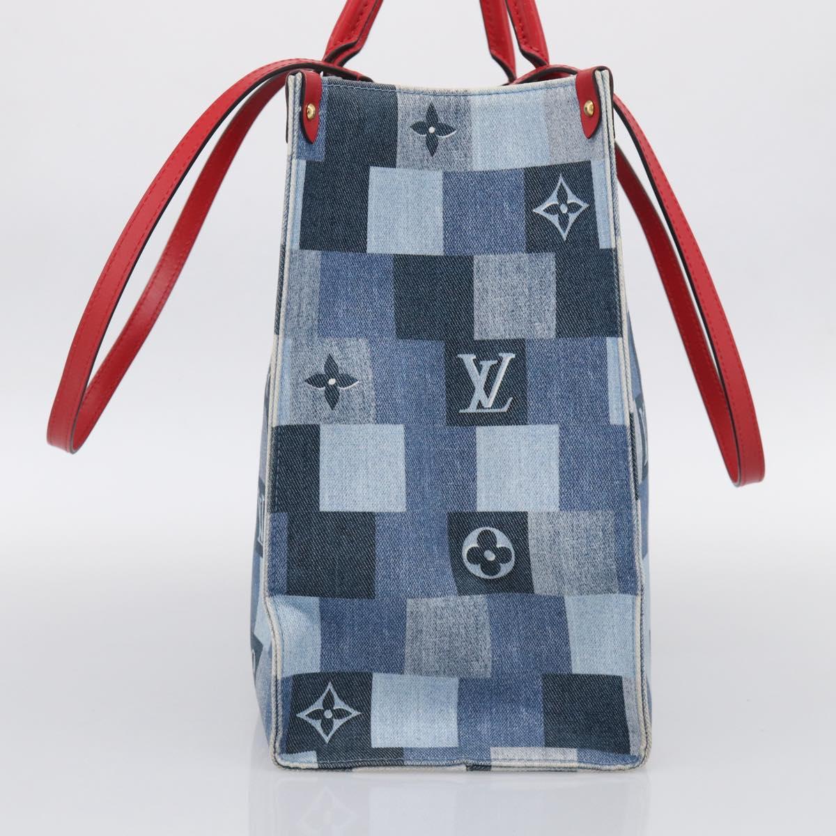 LOUIS VUITTON Monogram Denim On The Go GM Tote Bag Blue M44992 LV Auth 213194V