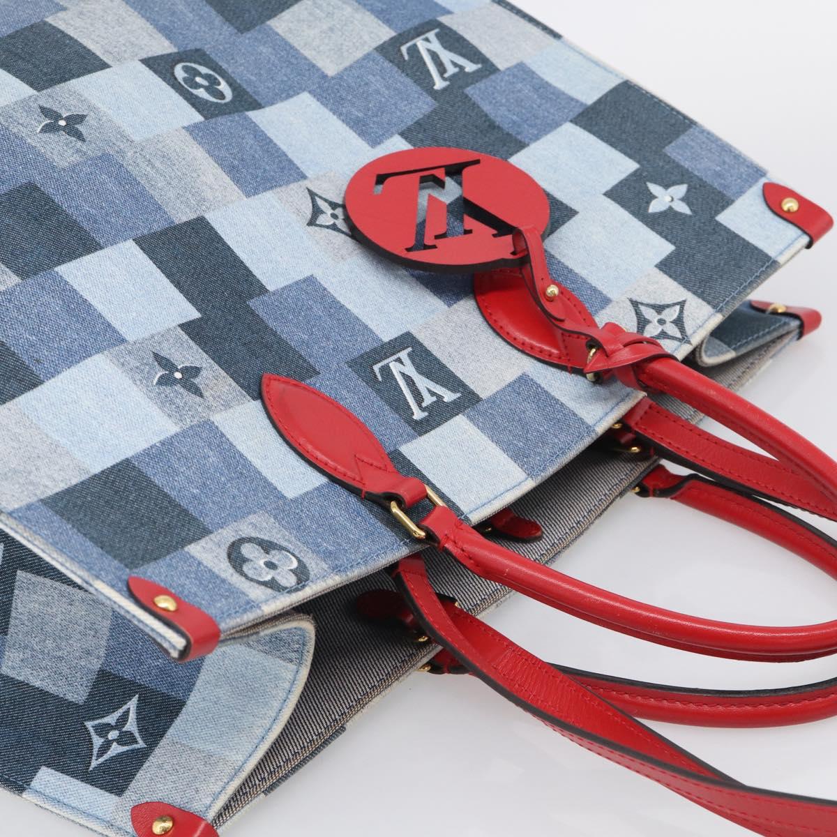LOUIS VUITTON Monogram Denim On The Go GM Tote Bag Blue M44992 LV Auth 213194V