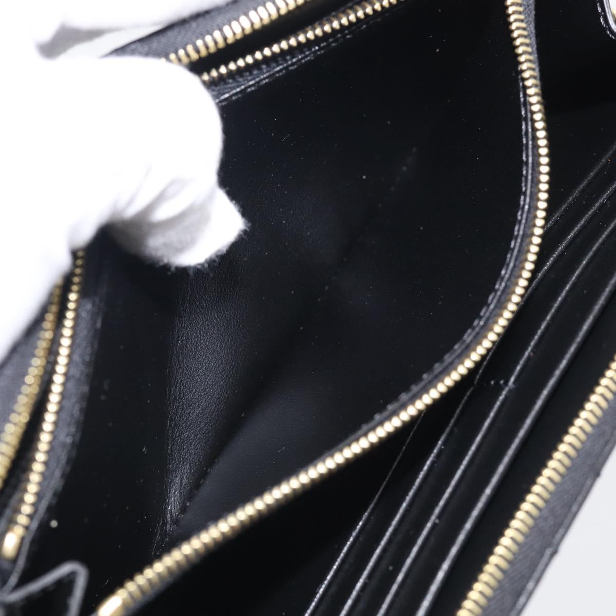 CELINE Long Wallet Leather Gold Black Auth 213198SAM