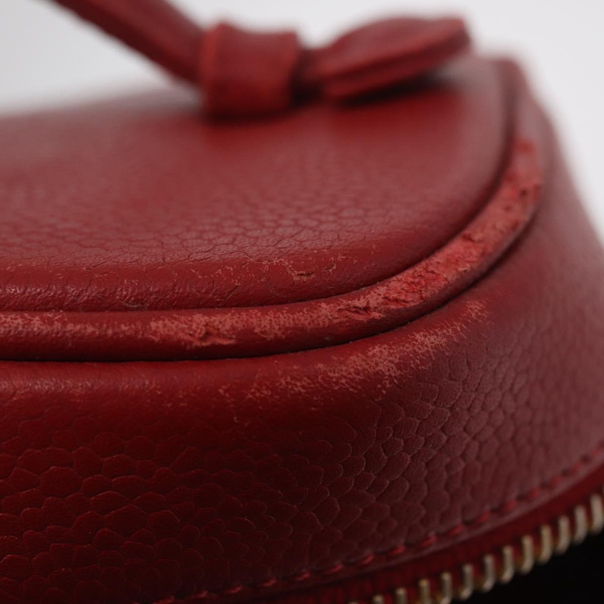 CHANEL Vanity Hand Bag Caviar Skin Red Gold CC Auth 213199A