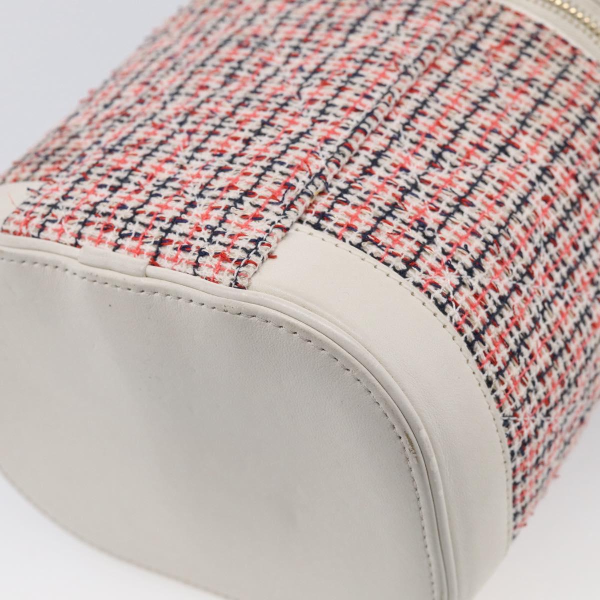 CHANEL Vanity Hand Bag Tweed Leather 2way Red White CC Auth 213248SAM