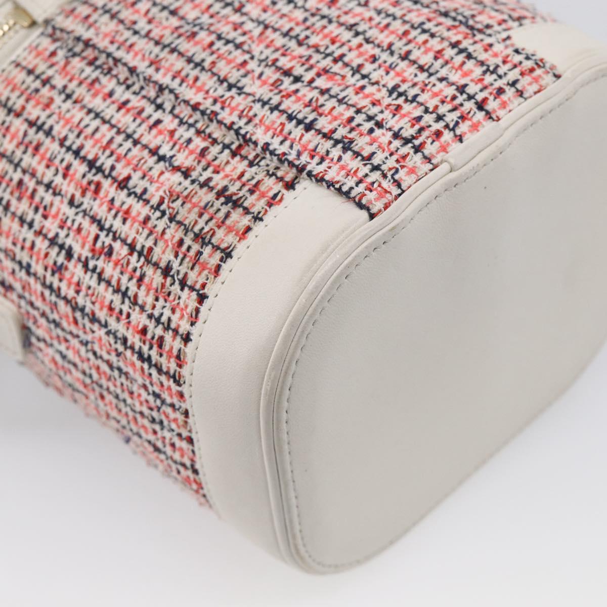 CHANEL Vanity Hand Bag Tweed Leather 2way Red White CC Auth 213248SAM