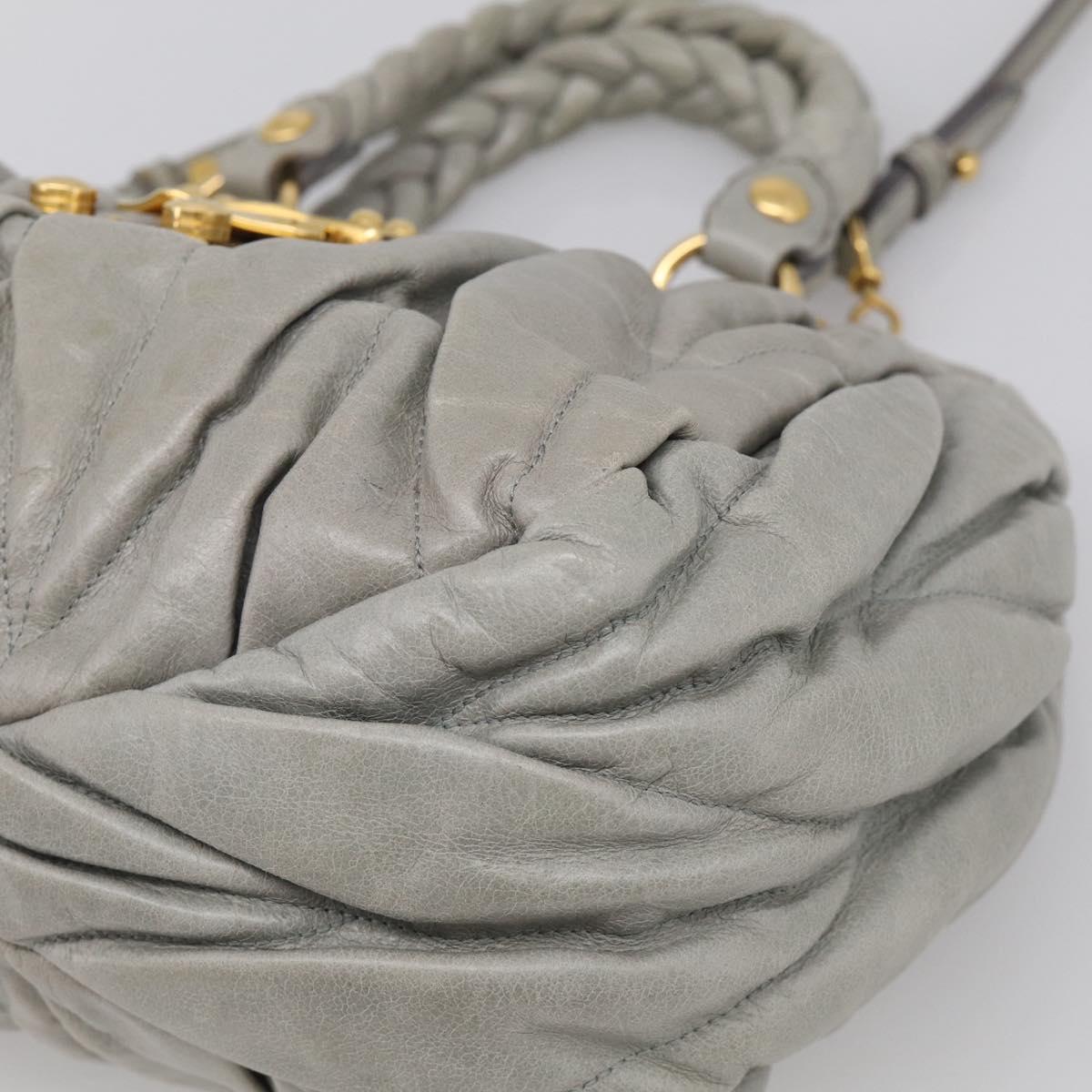 Miu Miu Matelasse Hand Bag Leather 2way Gray Gold Auth 213251V