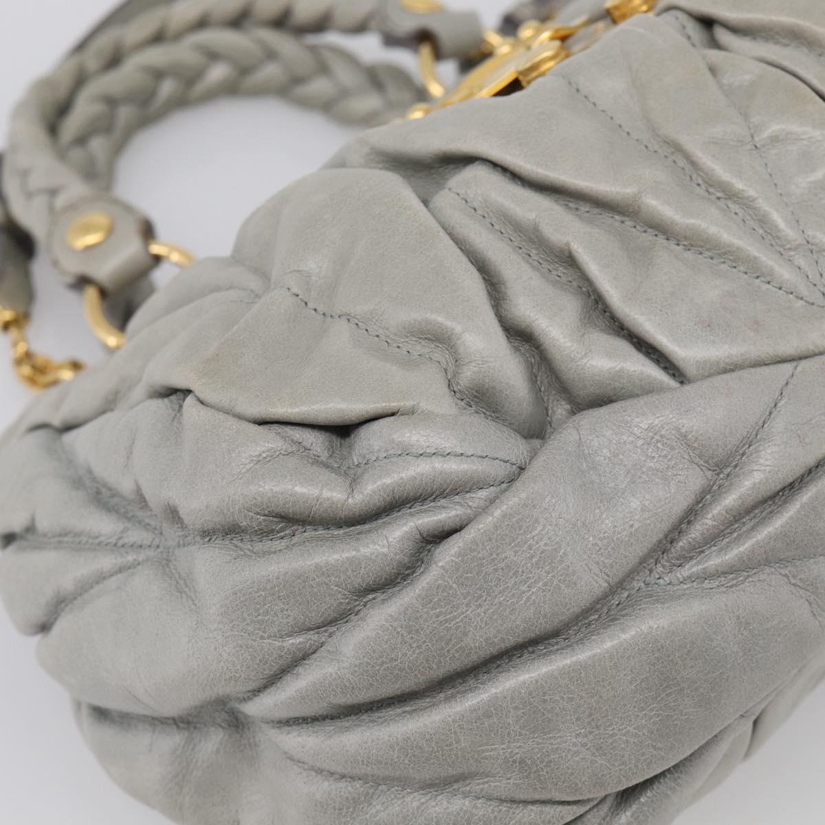 Miu Miu Matelasse Hand Bag Leather 2way Gray Gold Auth 213251V