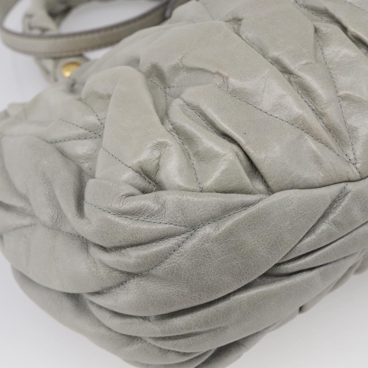 Miu Miu Matelasse Hand Bag Leather 2way Gray Gold Auth 213251V